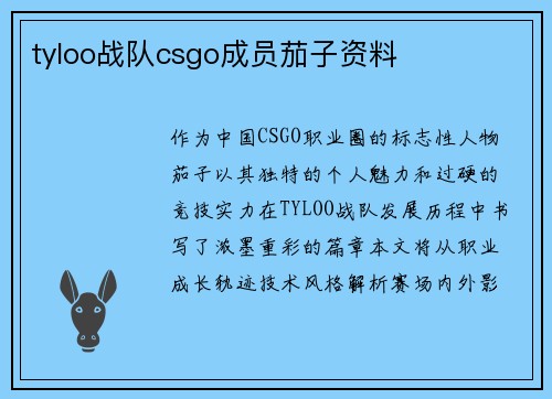tyloo战队csgo成员茄子资料